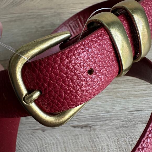 Gap Vegan Leather Pebble Belt Slate Red M - Picture 2 of 10